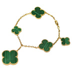 [Imperial] MAGIC CLOVER MALACHITE GOLD BRACELET 5 MOTIFS