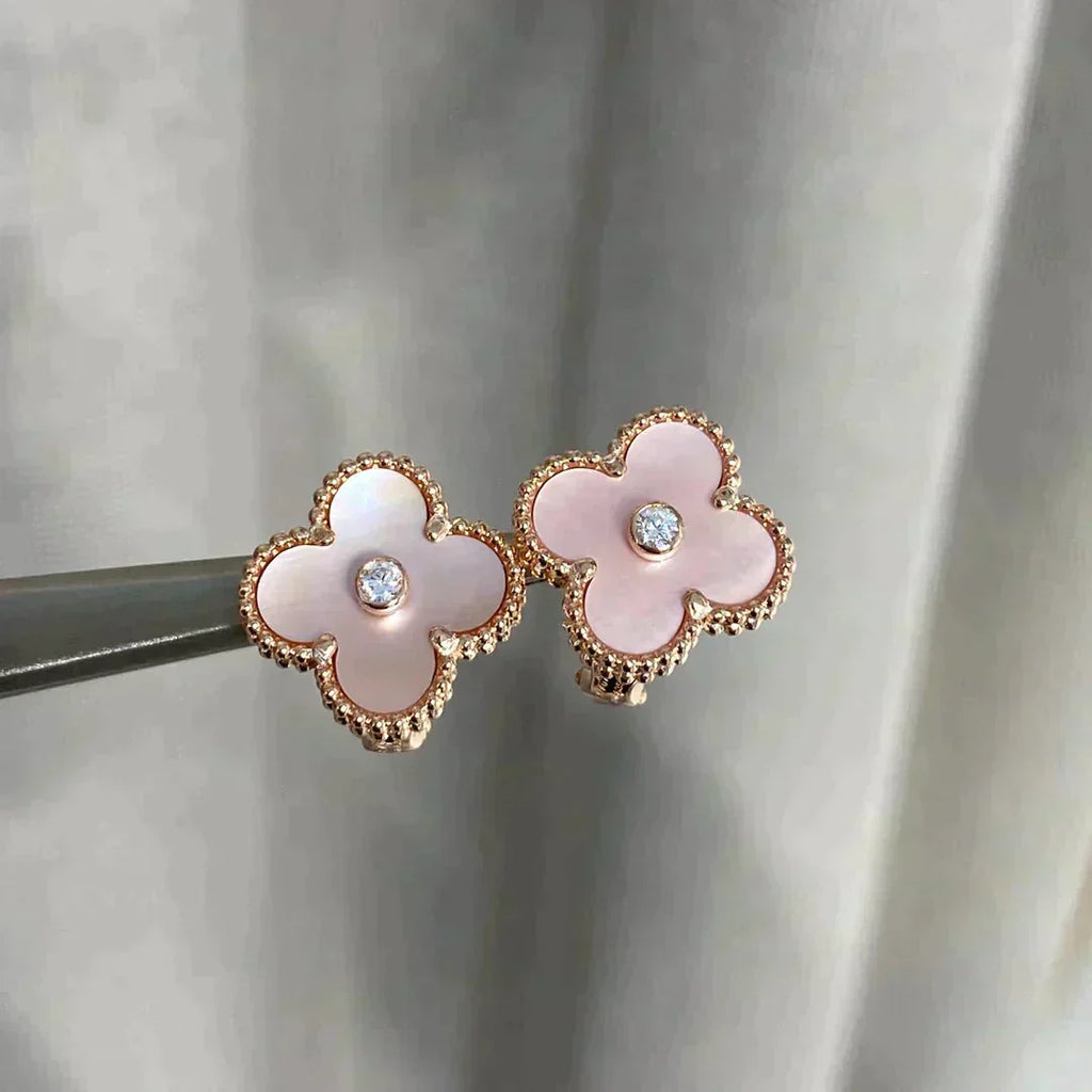 [Imperial] CLOVER MEDIUM 1 MOTIFS  PINK MOP DIAMOND EARRINGS