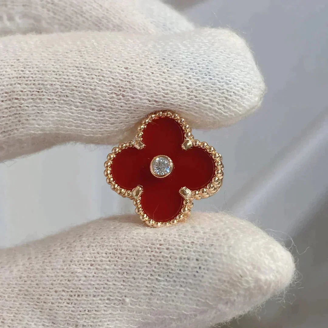 [Imperial] CLOVER MEDIUM 1 MOTIFS CARNELIAN  DIAMOND earrings