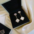 [Imperial] CLOVER 2 MOTIF WHITE MOP EARRINGS