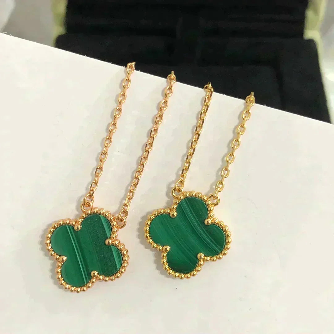 [Imperial] CLOVER 15MM MALACHITE SINGLE FLOWER  NECKLACE