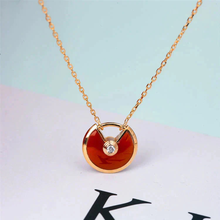 [Imperial] AMULETTE GOLD CARNELIAN ONYX NECKLACE