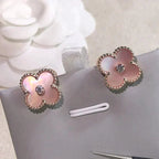 [Imperial] CLOVER MEDIUM 1 MOTIFS  PINK MOP DIAMOND EARRINGS