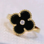 [Imperial] CLOVER ONYX RING GOLD DIAMOND