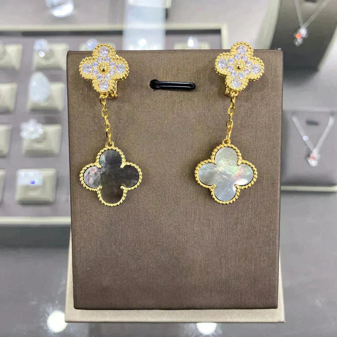 [Imperial] CLOVER  2 MOTIFS  DIAMOND  EARRINGS (MULTIPLE CHOICESç´