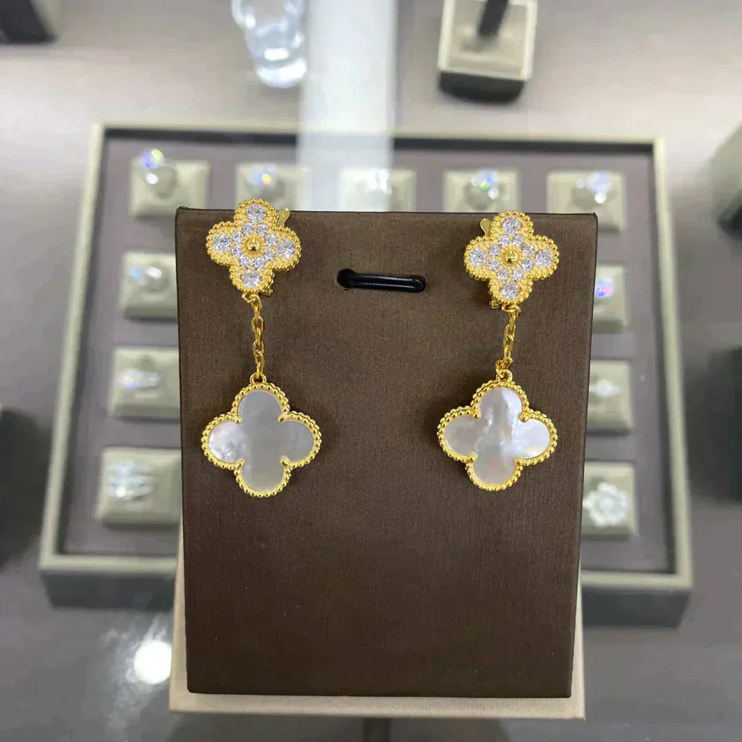 [Imperial] CLOVER  2 MOTIFS  DIAMOND  EARRINGS (MULTIPLE CHOICESç´
