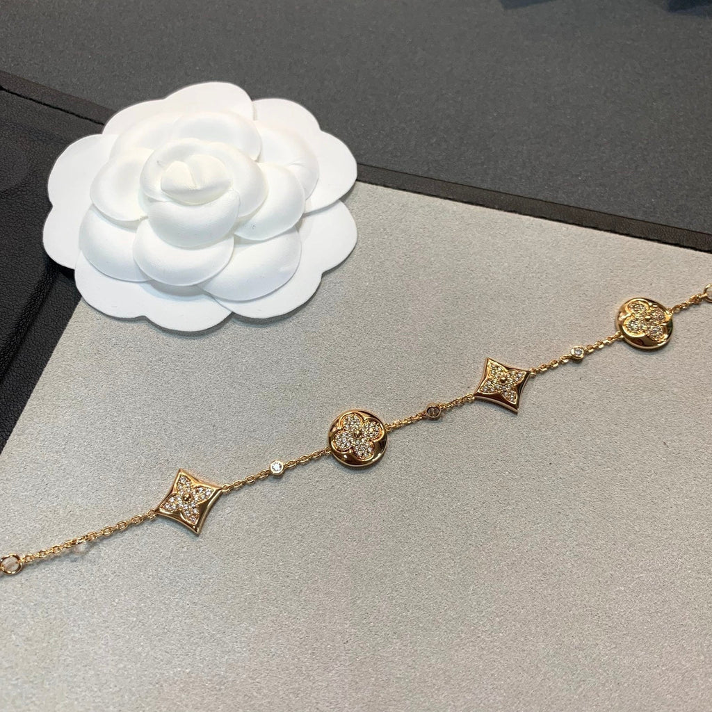 [Imperial] STAR AND SUN 4 MOTIFS GOLD DIAMONDS BRACELET