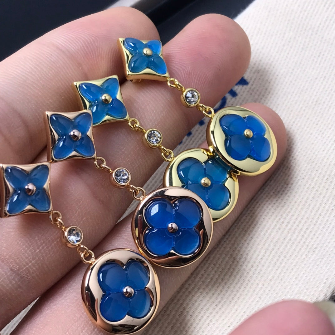 [Imperial] STAR AND SUN AGATE DIAMOND EARRINGS