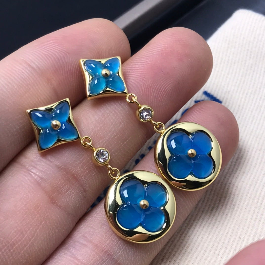 [Imperial] STAR AND SUN AGATE DIAMOND EARRINGS