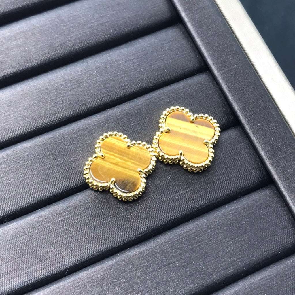 [Imperial] CLOVER MEDIUM 1 MOTIFS TIGER EYE EARRINGS