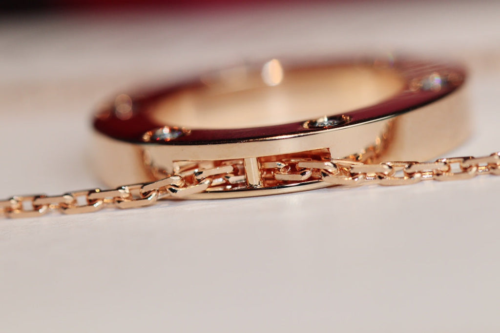 [Imperial] LOVE NECKLACE 16MM 6 DIAMONDS PINK GOLD