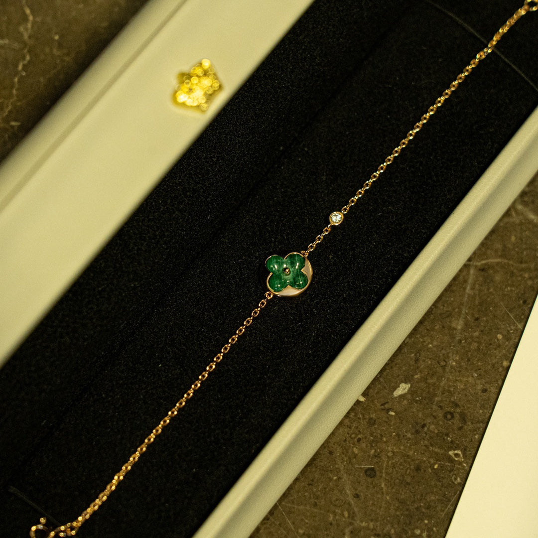 [Imperial] SUN MALACHITE 1 DIAMOND PINK GOLD BRACELET