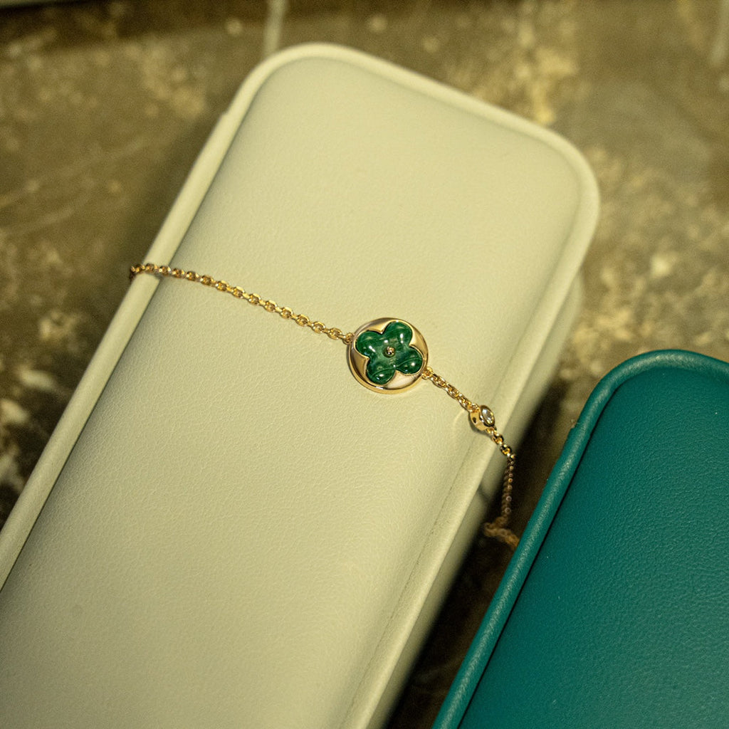 [Imperial] SUN MALACHITE 1 DIAMOND PINK GOLD BRACELET