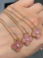 [Imperial] CLOVER 15MM DIAMOND RHODONITE NECKLACE