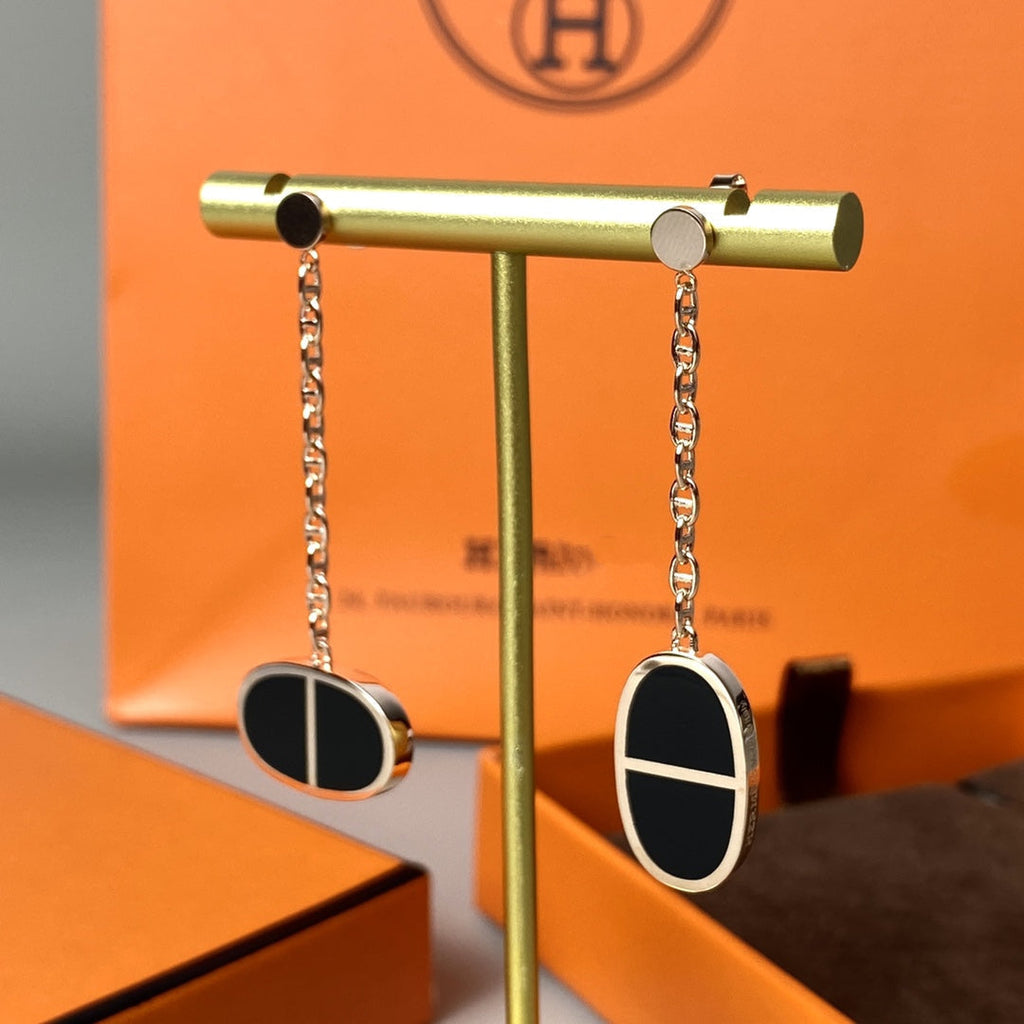 [Imperial] CHAINE VERSO BLACK CERAMIC EARRINGS
