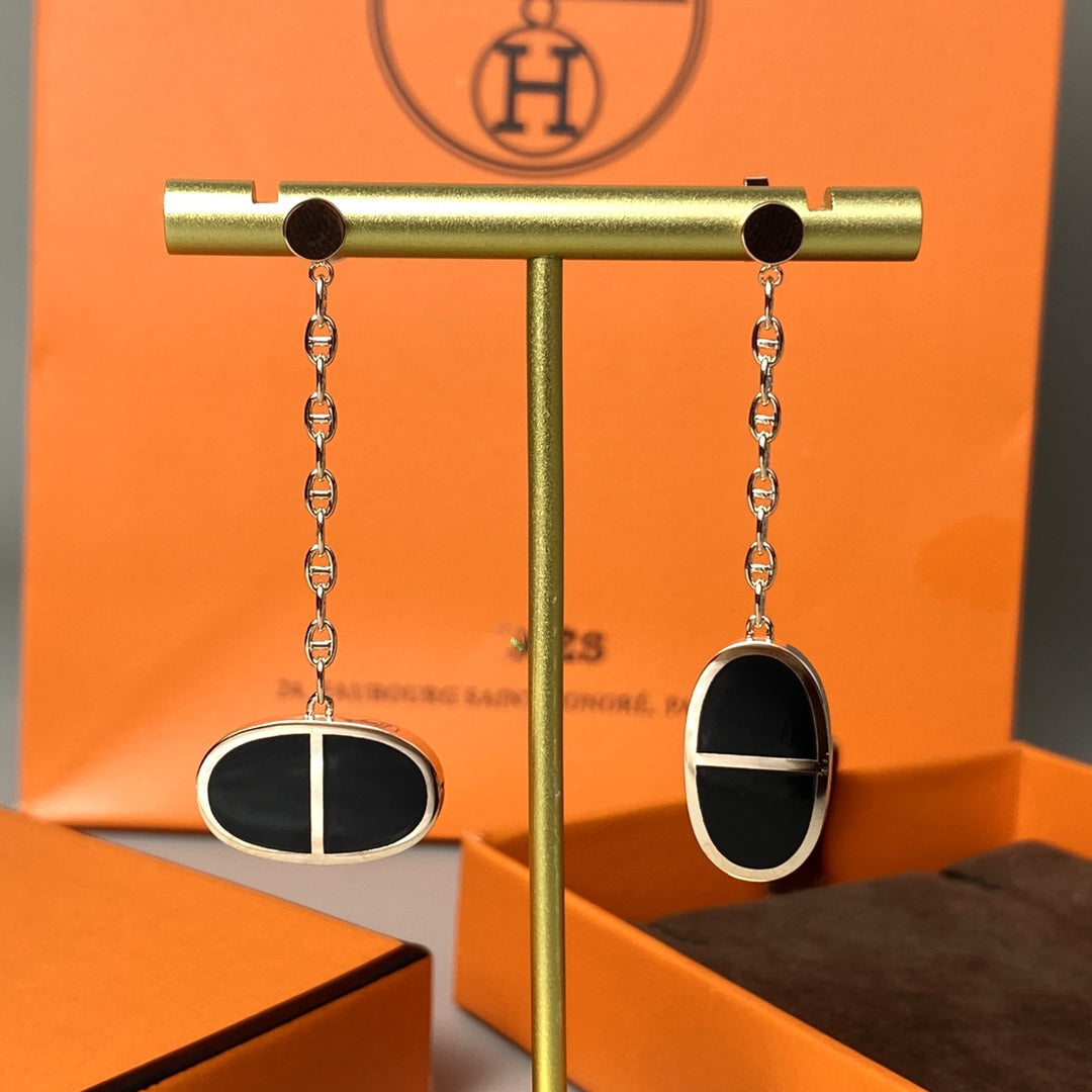 [Imperial] CHAINE VERSO BLACK CERAMIC EARRINGS
