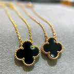[Imperial] CLOVER 15MM BLACK ONYX SINGLE FLOWER NECKLACE