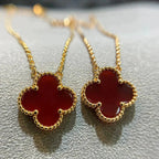 [Imperial] CLOVER 15MM CARNELIAN SINGLE FLOWER NECKLACE