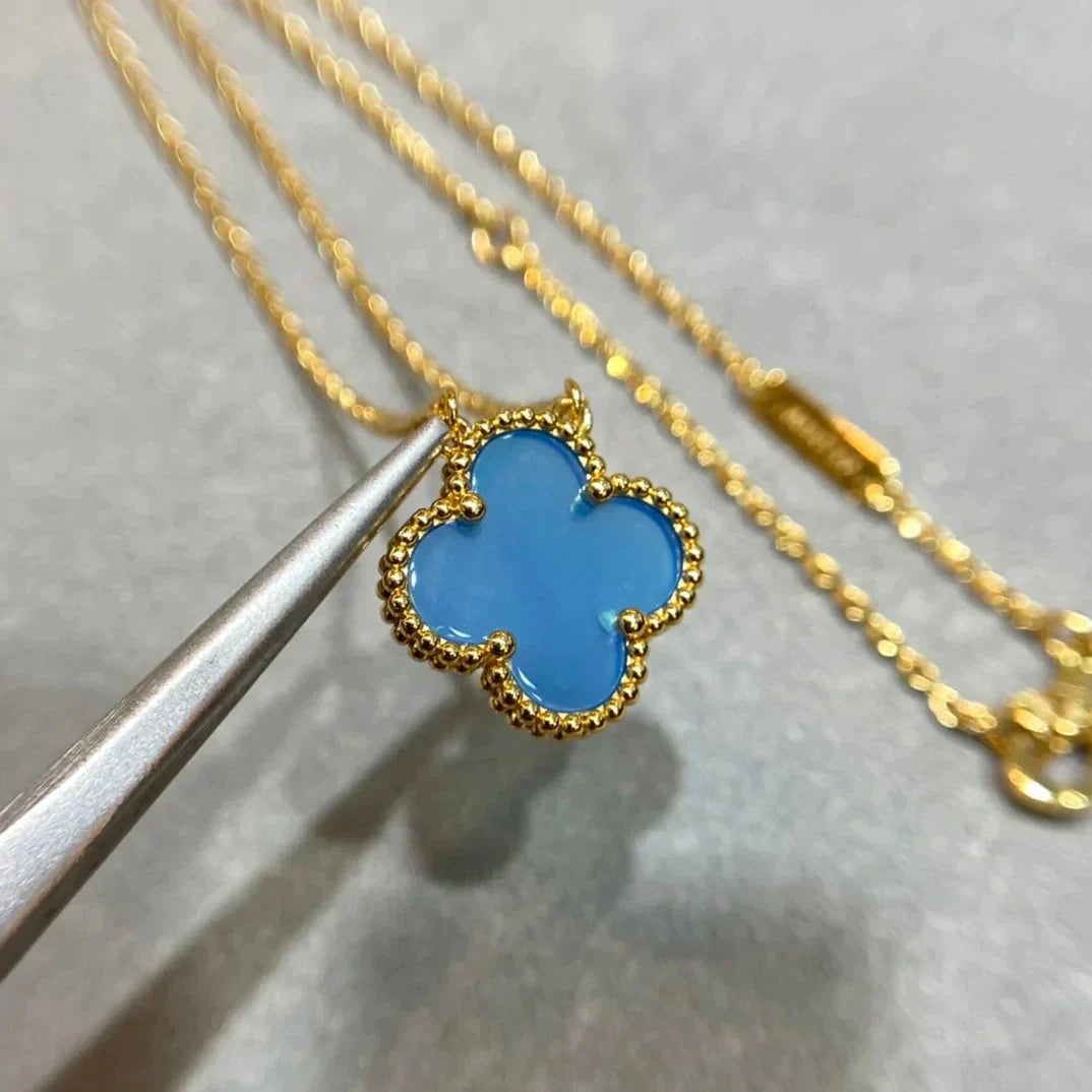 [Imperial] CLOVER 15MM BLUE AGATE NECKLACE