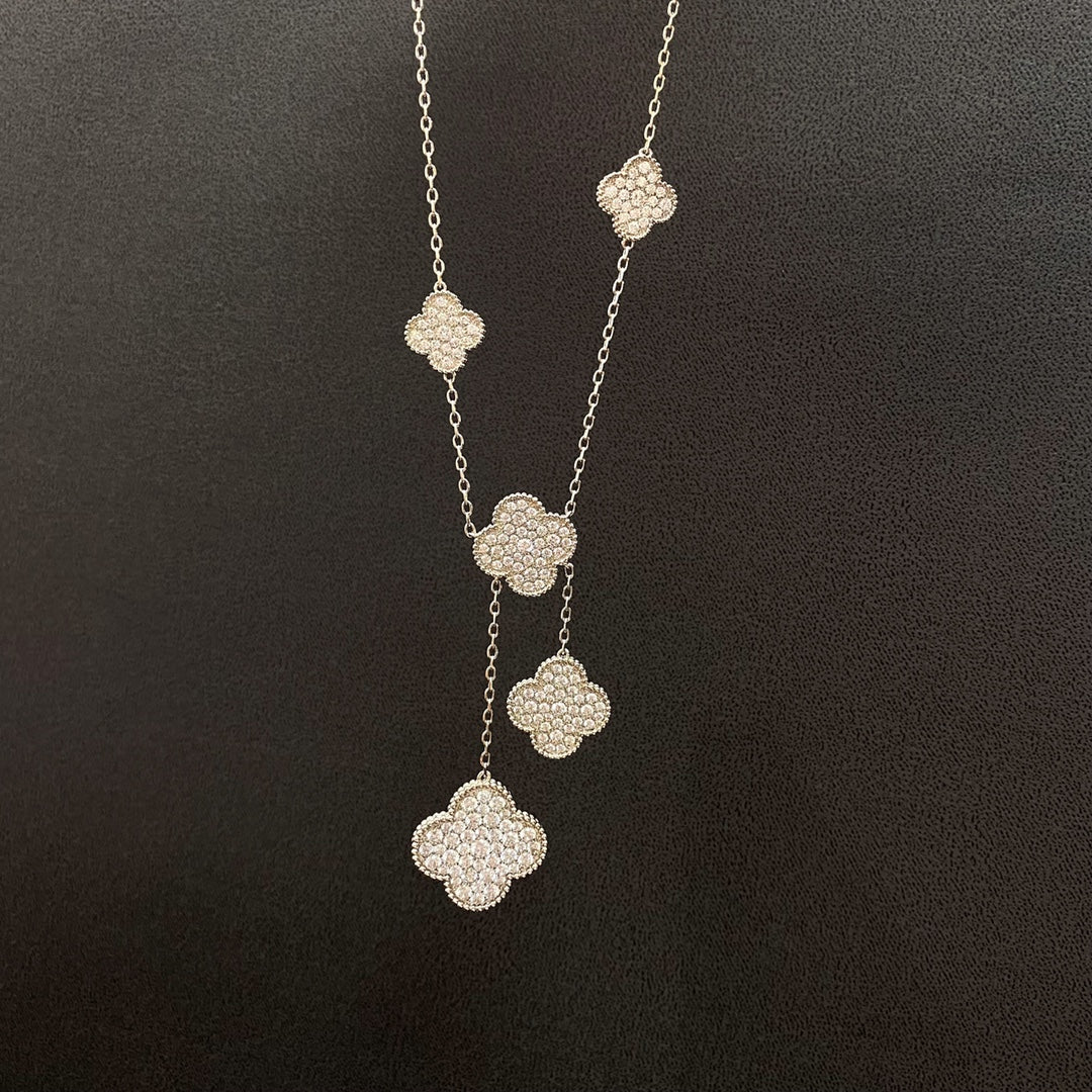[Imperial] CLOVER 5 MOTIFS SILVER DIAMONDS NECKLACE