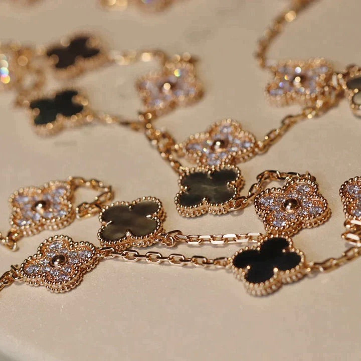 [Imperial] CLOVER 20 MOTIFS DARK MOP DIAMOND  NECKLACE