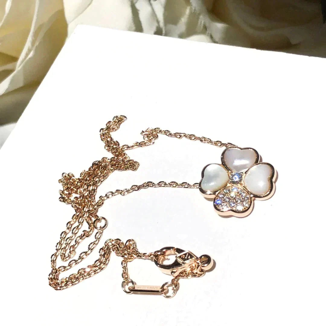 [Imperial] CLOVER MOP DIAMOND ROSE GOLD NECKLACE