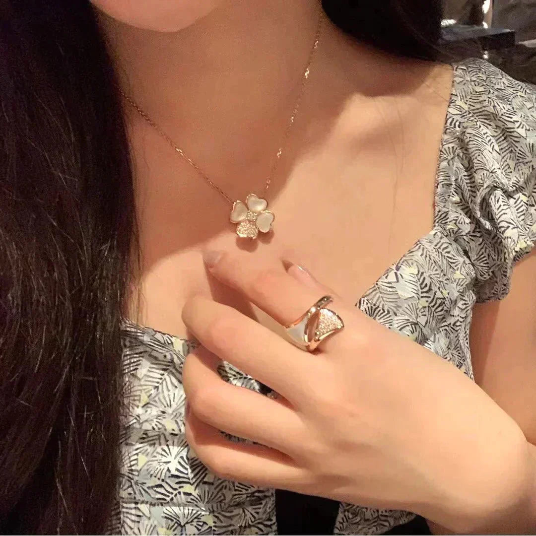 [Imperial] CLOVER MOP DIAMOND ROSE GOLD NECKLACE