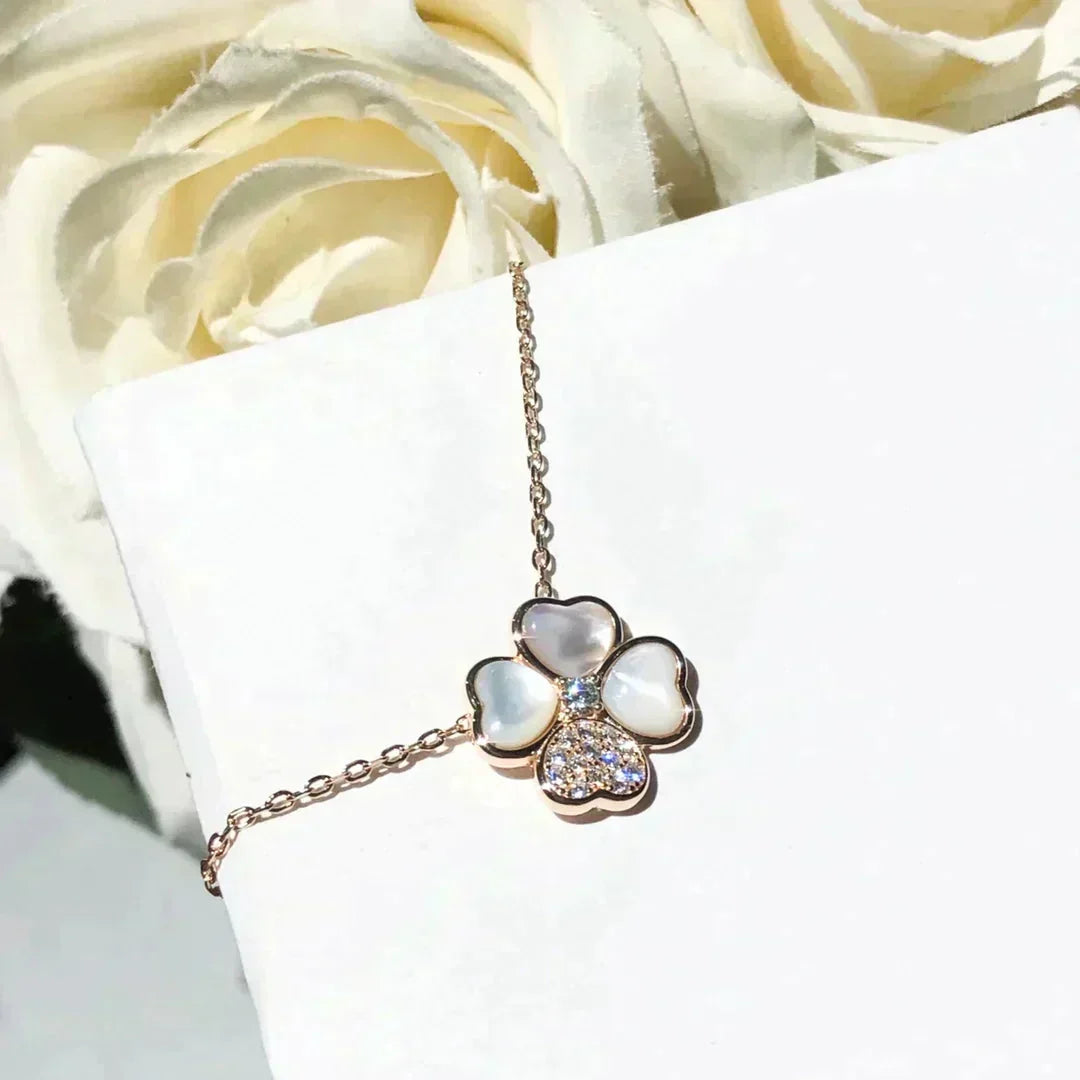 [Imperial] CLOVER MOP DIAMOND ROSE GOLD NECKLACE