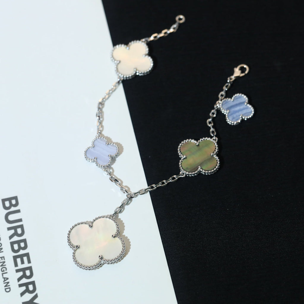 [Imperial] CLOVER BRACELET 5 MOTIFS MOP CHALCEDONY SILVER