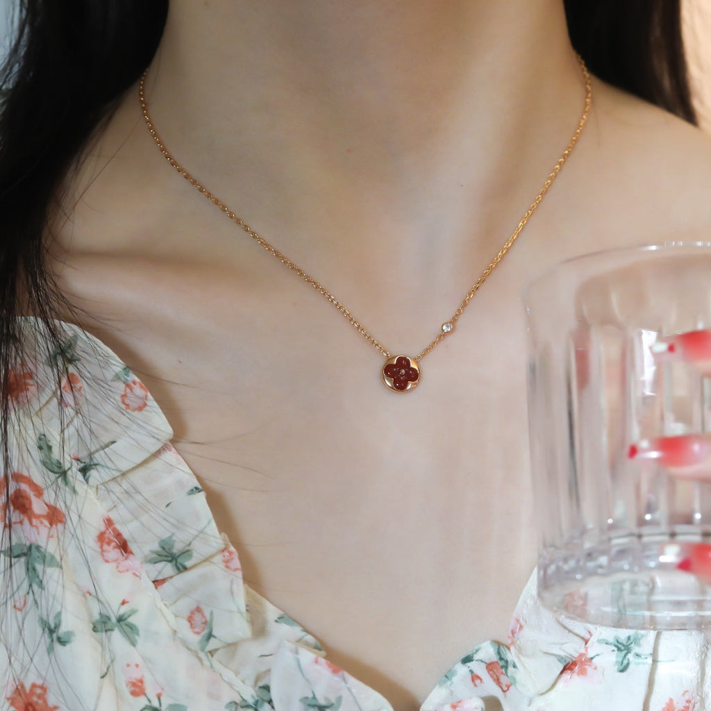 [Imperial] SUN PEDANT PINK GOLD 1 DIAMOND NECKLACE