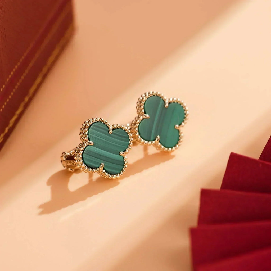 [Imperial] CLOVER MEDIUM 1 MOTIFS MALACHITE  EARRINGS