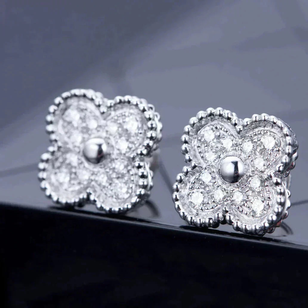 [Imperial] CLOVER 1 MOTIFS DIAMOND STUD EARRINGS SILVER