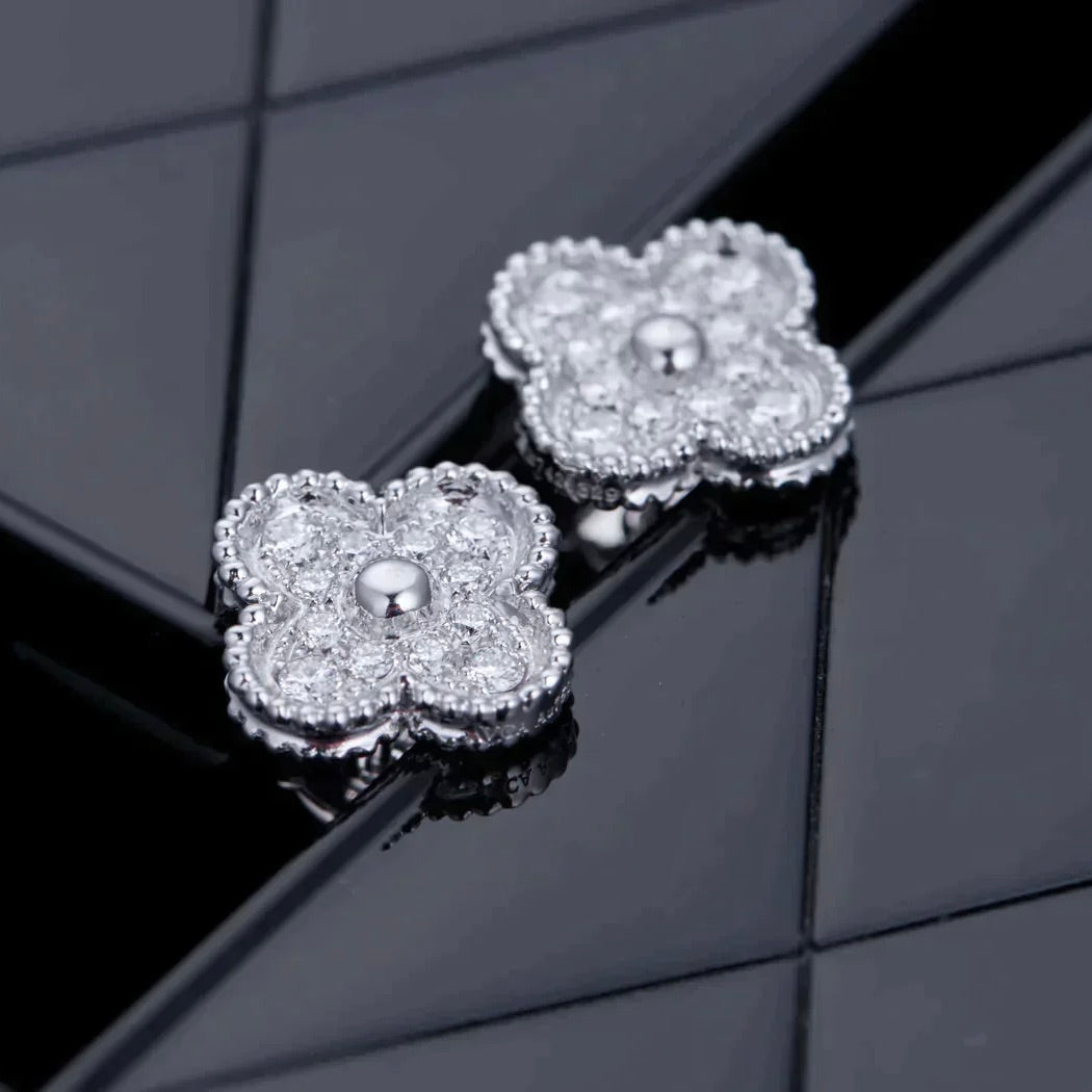 [Imperial] CLOVER 1 MOTIFS DIAMOND STUD EARRINGS SILVER