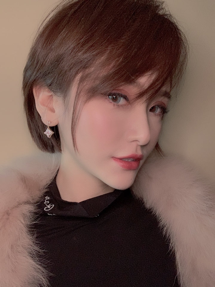 [Imperial] DOUBLE STAR PINK GOLD MOP DROP EARRINGS