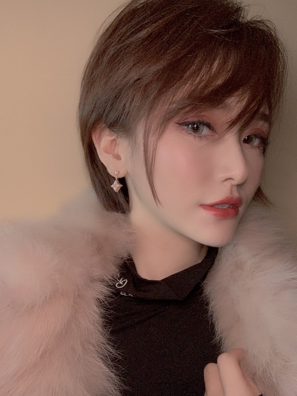 [Imperial] DOUBLE STAR PINK GOLD MOP DROP EARRINGS