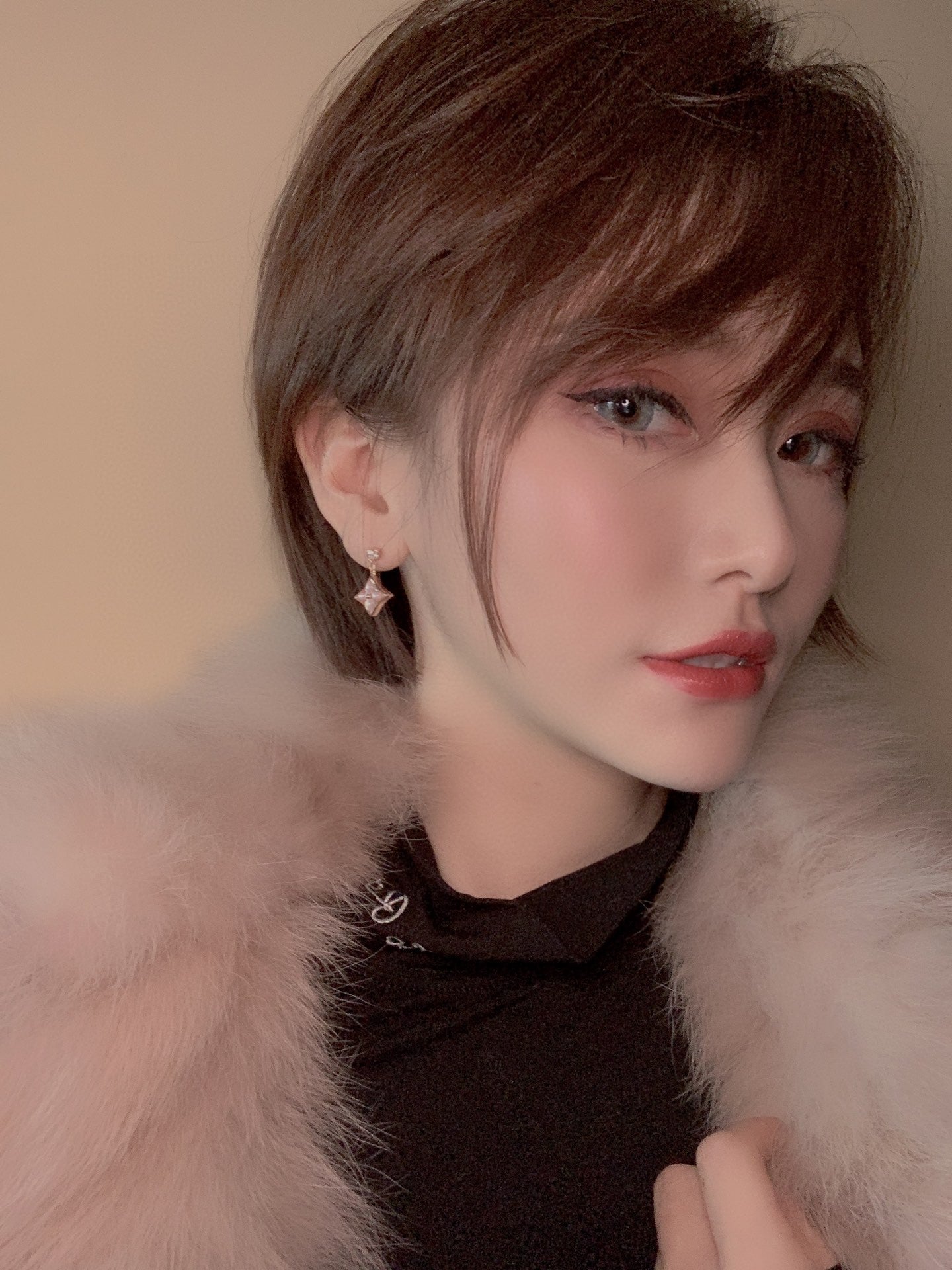 [Imperial] DOUBLE STAR PINK GOLD MOP DROP EARRINGS