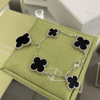 [Imperial] CLOVER 5 MOTIFS SIVLER ONYX BRACELET