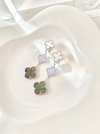 [Imperial] CLOVER 3 MOTIFS CHALCEDONY DARK MOP SILVER EARRINGS