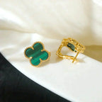 [Imperial] CLOVER MEDIUM 1 MOTIFS MALACHITE  EARRINGS