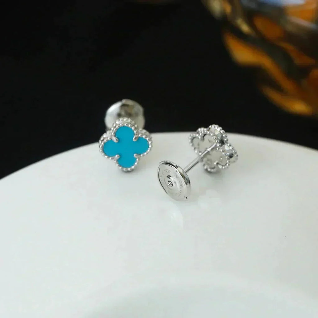 [Imperial] CLOVER MINI 9.5MM ONYX STUD EARRINGS SILVER