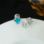 [Imperial] CLOVER MINI 9.5MM ONYX STUD EARRINGS SILVER