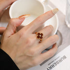 [Imperial] CLOVER CARNELIAN RING ROSE GOLD DIAMOND