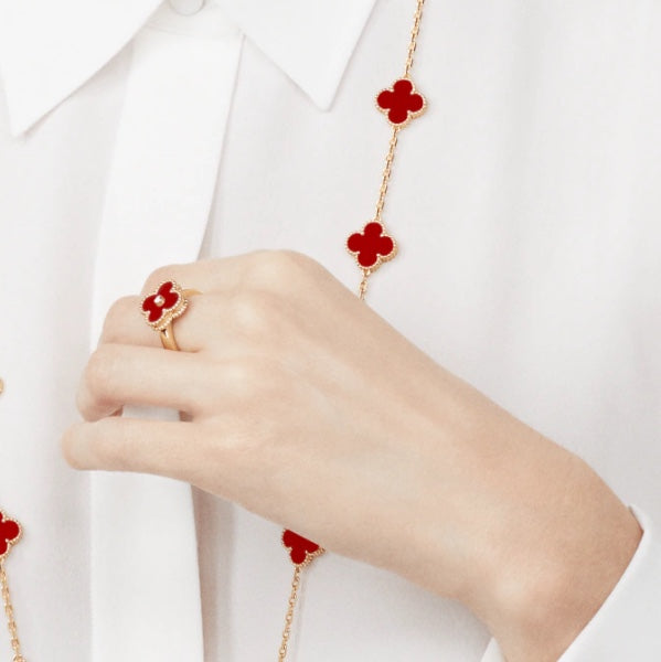 [Imperial] CLOVER CARNELIAN RING ROSE GOLD DIAMOND
