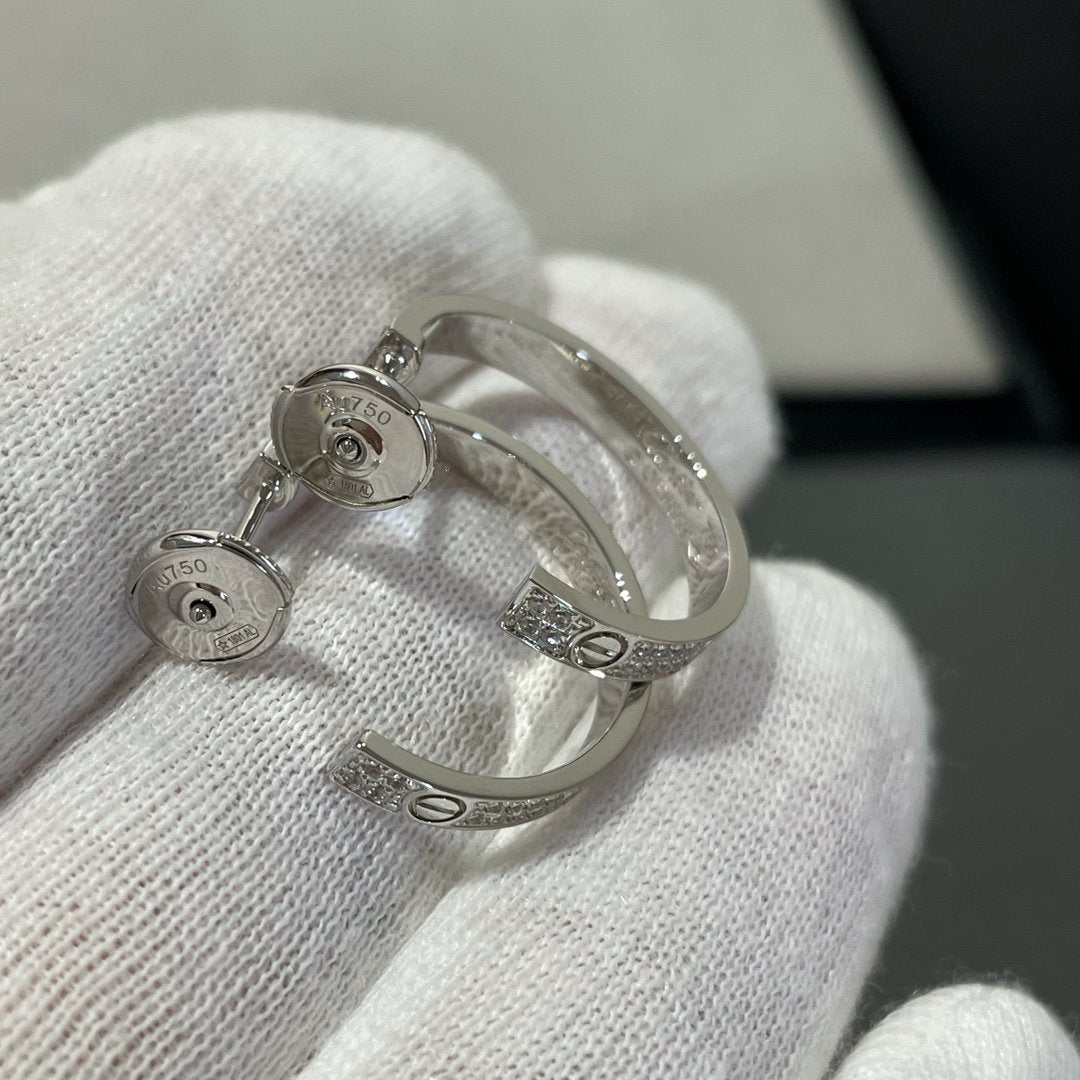 [Imperial] LOVE DIAMOND SILVER HOOP EARRINGS