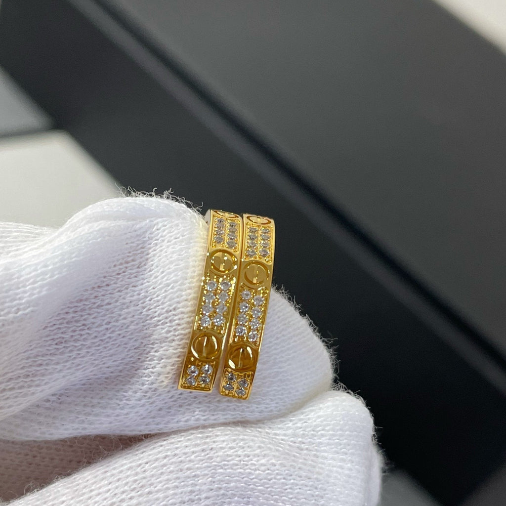 [Imperial] LOVE DIAMOND GOLD HOOP EARRINGS