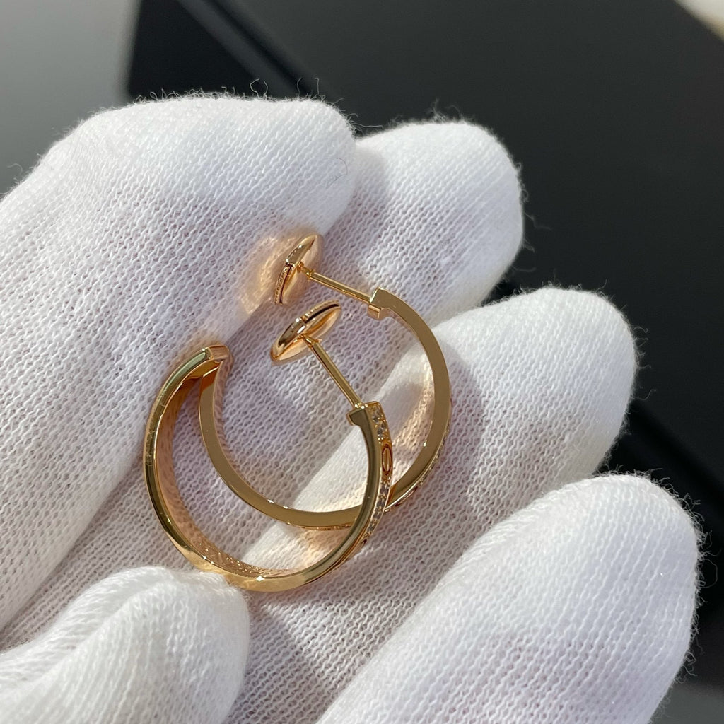[Imperial] LOVE DIAMOND PINK GOLD HOOP EARRINGS