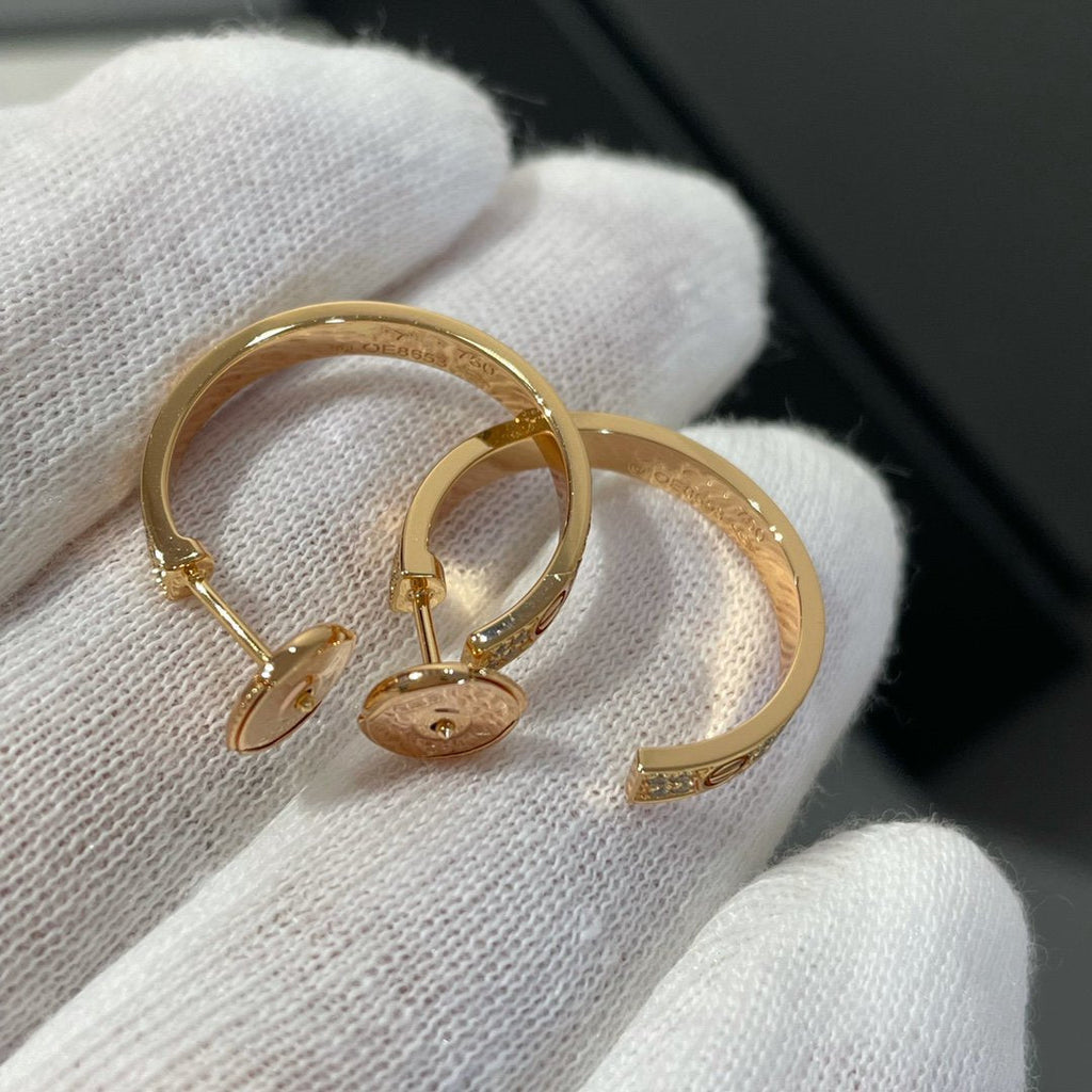 [Imperial] LOVE DIAMOND PINK GOLD HOOP EARRINGS