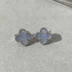 [Imperial] CLOVER CHALCEDONY SILVER STUD EARRINGS