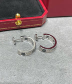 [Imperial] LOVE CERAMIC DIAMOND PAVED SILVER EARRINGS