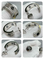 [Imperial] LOVE CERAMIC DIAMOND PAVED SILVER EARRINGS